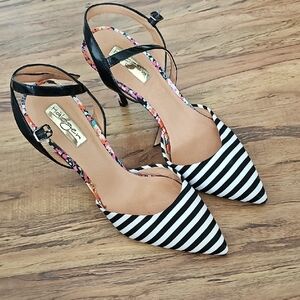 Halogen Black and White Striped Heels